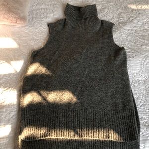 Grey turtle neck long top w/ slits on side